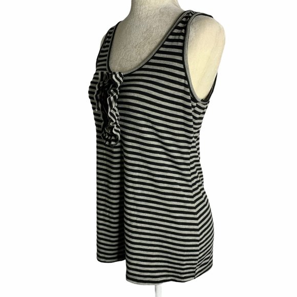 6 Degrees Striped Tank Top with Ruffle Zipper 54PE - Picture 3 of 6